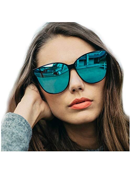 LVIOE Cat Eyes Sunglasses for Women, Polarized Oversized Fashion Vintage Eyewear for Driving Fishing - 100% UV Protection