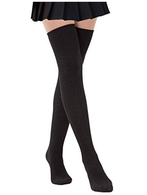 Womens Thigh High Socks Over the Knee High Leg Wamers Girls Winter Warm Crochet Socks