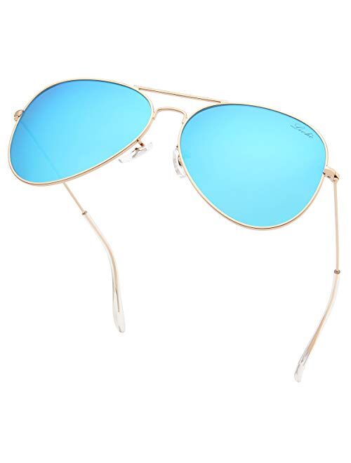 livho Classic Polarized Aviator Sunglasses UV Mirrored Lens Metal Retro Shades