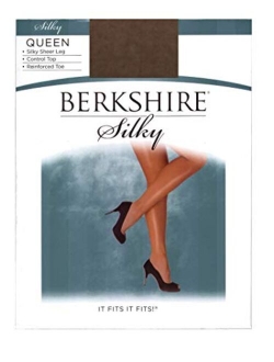 Berkshire Women's Plus-Size Queen Silky Sheer Control Top Pantyhose - Reinforced Toe