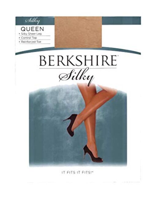 Berkshire Women's Plus-Size Queen Silky Sheer Control Top Pantyhose - Reinforced Toe