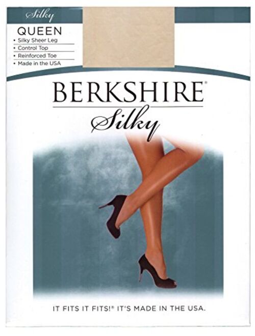 Berkshire Women's Plus-Size Queen Silky Sheer Control Top Pantyhose - Reinforced Toe