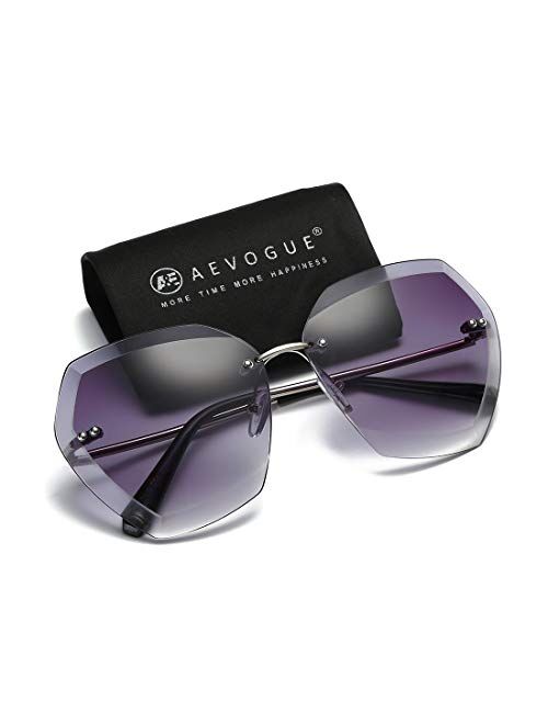 AEVOGUE Sunglasses For Women Oversized Rimless Diamond Cutting Lens Sun Glasses AE0534