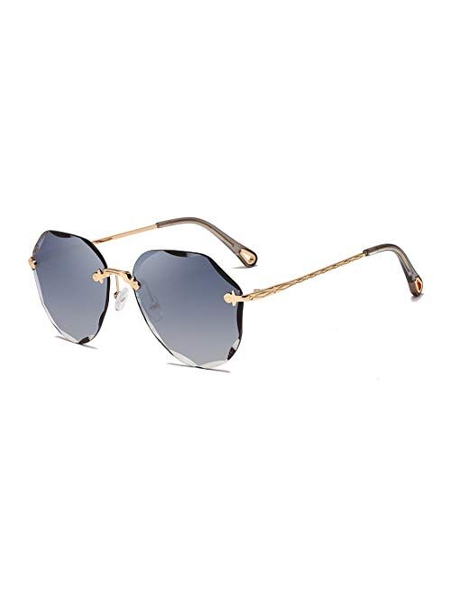 AEVOGUE Sunglasses For Women Oversized Rimless Diamond Cutting Lens Sun Glasses AE0534