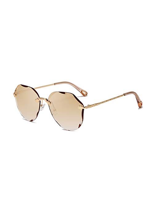 AEVOGUE Sunglasses For Women Oversized Rimless Diamond Cutting Lens Sun Glasses AE0534