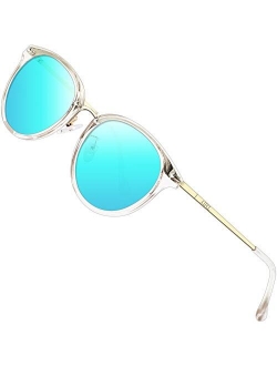 ATTCL Fashion Round Sunglasses for Women Polarized UV Protection Metal frame