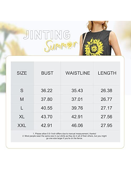 JINTING Summer Sunflower Graphic Tank Tops for Women Graphic Tank Tops Sleeveless Graphic Tee Shirts Letter Print Tank Top