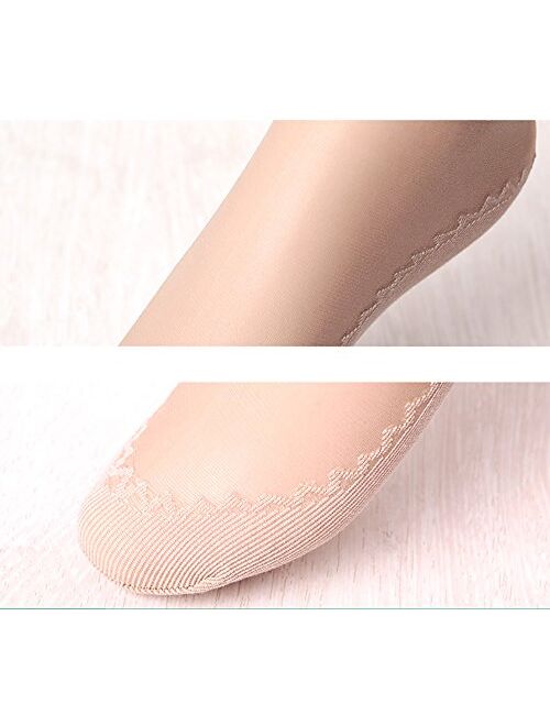 Ueither Women's 12 Pairs Silky Anti-Slip Cotton Sole Sheer Ankle High Tights Hosiery Socks Reinforced Toe