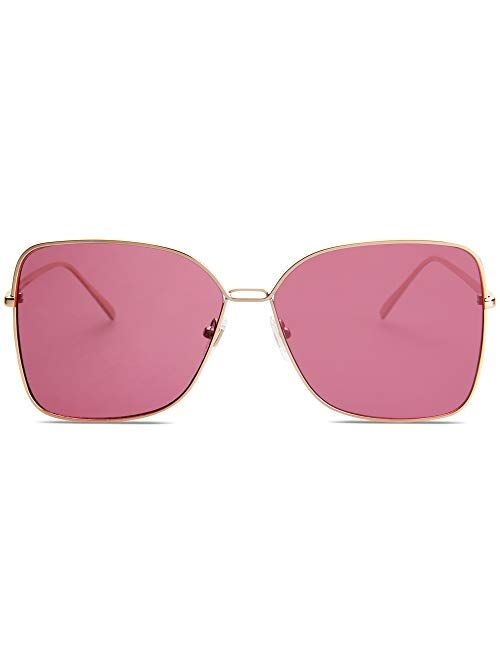 SOJOS Fashion Square Aviators Sunglasses for Women Flat Mirrored Lens SJ1082