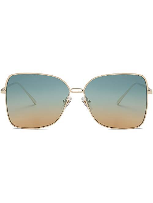 SOJOS Fashion Square Aviators Sunglasses for Women Flat Mirrored Lens SJ1082