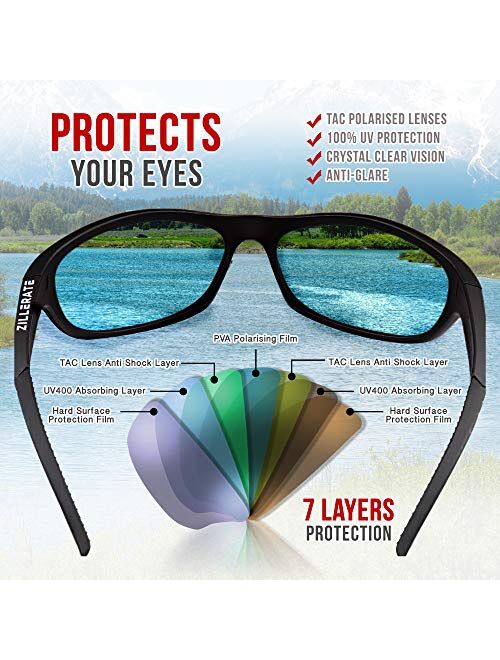 ZILLERATE Polarized Sunglasses For Men - Sport Running Golf Fishing Cycling