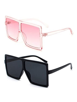 JUSLINK Oversized Square Sunglasses for Women Trendy Flat Top Fashion Shades