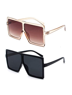 JUSLINK Oversized Square Sunglasses for Women Trendy Flat Top Fashion Shades