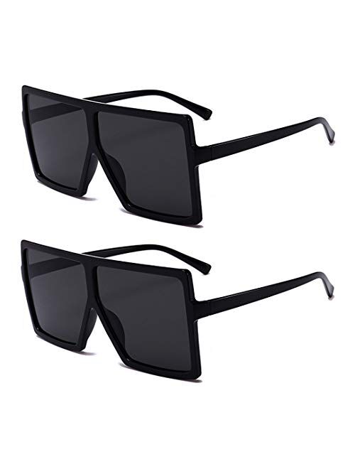 JUSLINK Oversized Square Sunglasses for Women Trendy Flat Top Fashion Shades