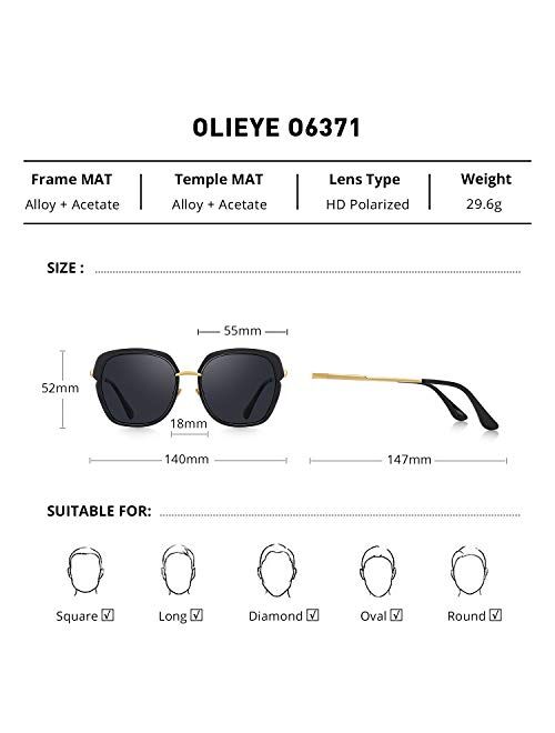 OLIEYE Vintage Oversized Shield Frame Women's Polarized Sunglasses Holiday Sunglasses for Women with Gift Box O6371