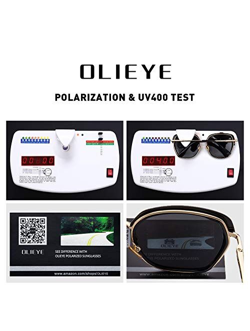 OLIEYE Vintage Oversized Shield Frame Women's Polarized Sunglasses Holiday Sunglasses for Women with Gift Box O6371