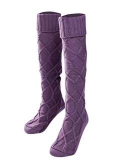 Women Cable Knit Extra Long Boot Socks Over Knee Thigh Stocking Leg Warmers