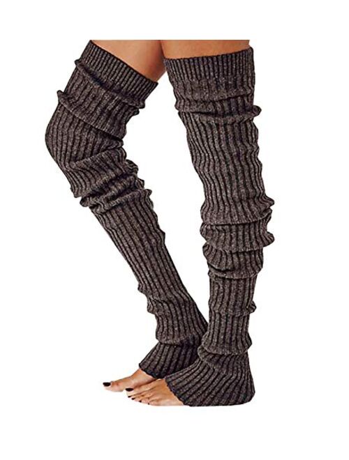 Women Cable Knit Extra Long Boot Socks Over Knee Thigh Stocking Leg Warmers