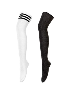 Womens Thigh High Socks Over the Knee High Striped Stocking Boot Leg Warmer Long Socks for Daily Wear Cosplay