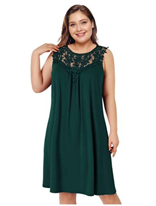 AMZ PLUS Womens Plus Size Casual Boho Sundress Summer Sleeveless Dresses