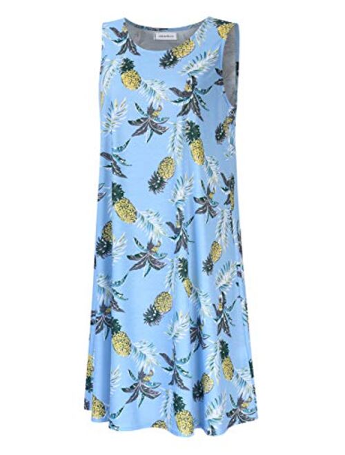 AMZ PLUS Womens Plus Size Casual Boho Sundress Summer Sleeveless Dresses