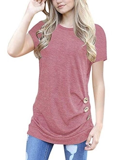 MOLERANI Women's Casual Short Sleeve Round Neck Loose Tunic T Shirt Blouse Tops