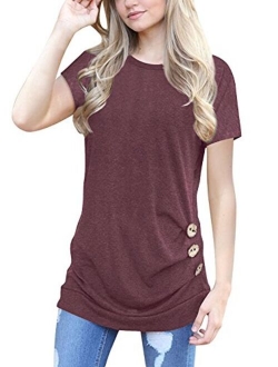 MOLERANI Women's Casual Short Sleeve Round Neck Loose Tunic T Shirt Blouse Tops