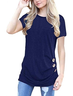 MOLERANI Women's Casual Short Sleeve Round Neck Loose Tunic T Shirt Blouse Tops