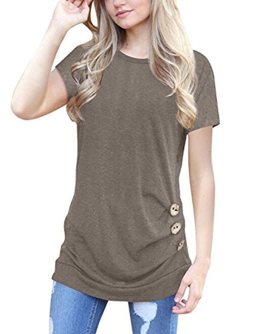 MOLERANI Women's Casual Short Sleeve Round Neck Loose Tunic T Shirt Blouse Tops