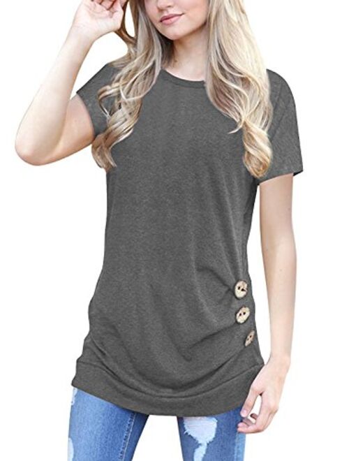 MOLERANI Women's Casual Short Sleeve Round Neck Loose Tunic T Shirt Blouse Tops