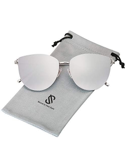 Mirrored Flat Lens Fashion Sunglasses for Women SJ1085