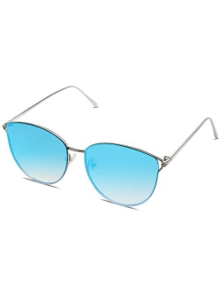 Mirrored Flat Lens Fashion Sunglasses for Women SJ1085