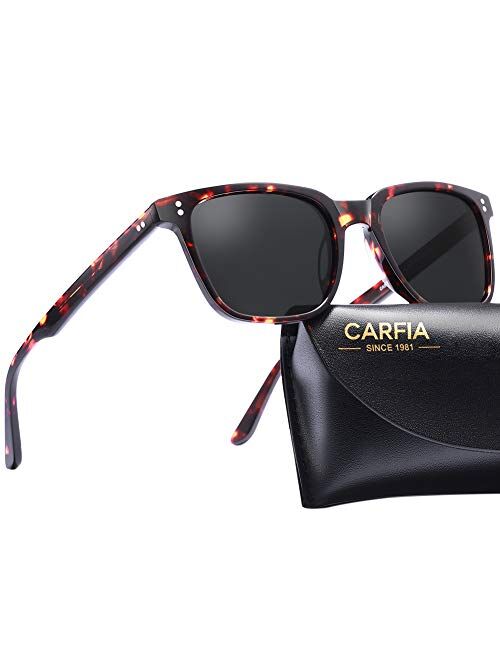 Carfia Chic Retro Polarized Womens Sunglasses UV400 Protection Hand-Polished Acetate Frame CA5354C