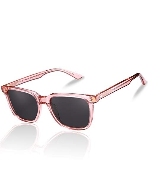 Carfia Chic Retro Polarized Womens Sunglasses UV400 Protection Hand-Polished Acetate Frame CA5354C