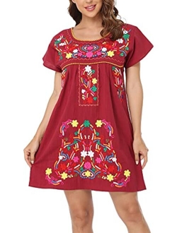 YZXDORWJ Women's Casual Skirt Boho Mexican Peasant Dresse Plus Size XXL Dress