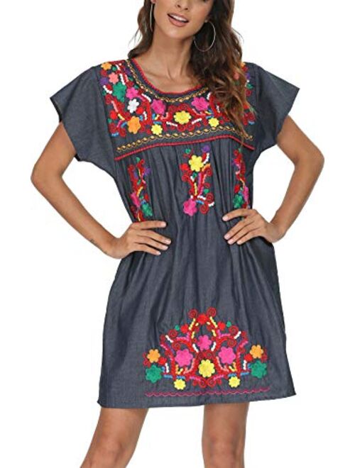 YZXDORWJ Women's Casual Skirt Boho Mexican Peasant Dresse Plus Size XXL Dress