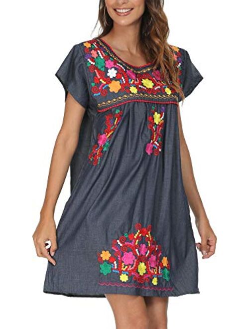 YZXDORWJ Women's Casual Skirt Boho Mexican Peasant Dresse Plus Size XXL Dress