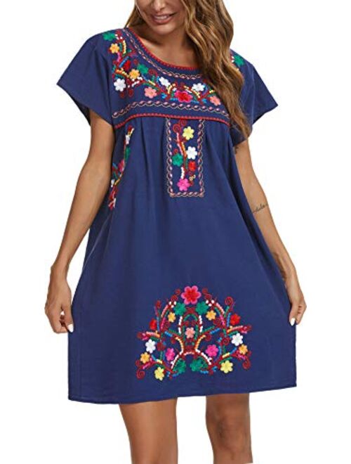 YZXDORWJ Women's Casual Skirt Boho Mexican Peasant Dresse Plus Size XXL Dress