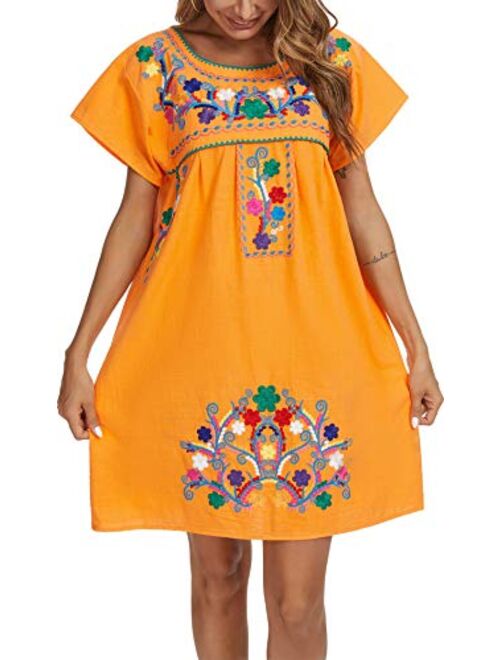 YZXDORWJ Women's Casual Skirt Boho Mexican Peasant Dresse Plus Size XXL Dress