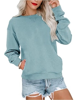 Orchidays Womens Casual Crewneck Sweatshirts Long Sleeve Cute Tunic Tops Loose Fitting Pullovers