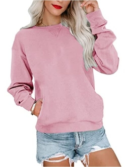 Orchidays Womens Casual Crewneck Sweatshirts Long Sleeve Cute Tunic Tops Loose Fitting Pullovers