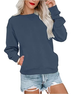 Orchidays Womens Casual Crewneck Sweatshirts Long Sleeve Cute Tunic Tops Loose Fitting Pullovers