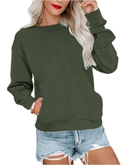 Orchidays Womens Casual Crewneck Sweatshirts Long Sleeve Cute Tunic Tops Loose Fitting Pullovers