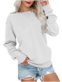 Orchidays Womens Casual Crewneck Sweatshirts Long Sleeve Cute Tunic Tops Loose Fitting Pullovers