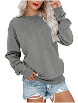 Orchidays Womens Casual Crewneck Sweatshirts Long Sleeve Cute Tunic Tops Loose Fitting Pullovers