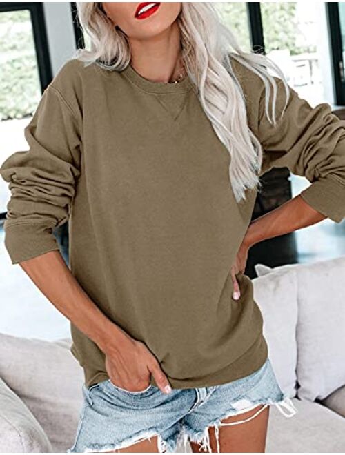 Orchidays Womens Casual Crewneck Sweatshirts Long Sleeve Cute Tunic Tops Loose Fitting Pullovers