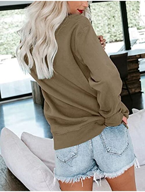 Orchidays Womens Casual Crewneck Sweatshirts Long Sleeve Cute Tunic Tops Loose Fitting Pullovers