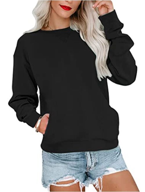 Orchidays Womens Casual Crewneck Sweatshirts Long Sleeve Cute Tunic Tops Loose Fitting Pullovers