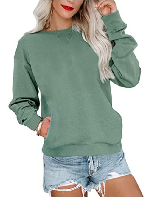 Orchidays Womens Casual Crewneck Sweatshirts Long Sleeve Cute Tunic Tops Loose Fitting Pullovers