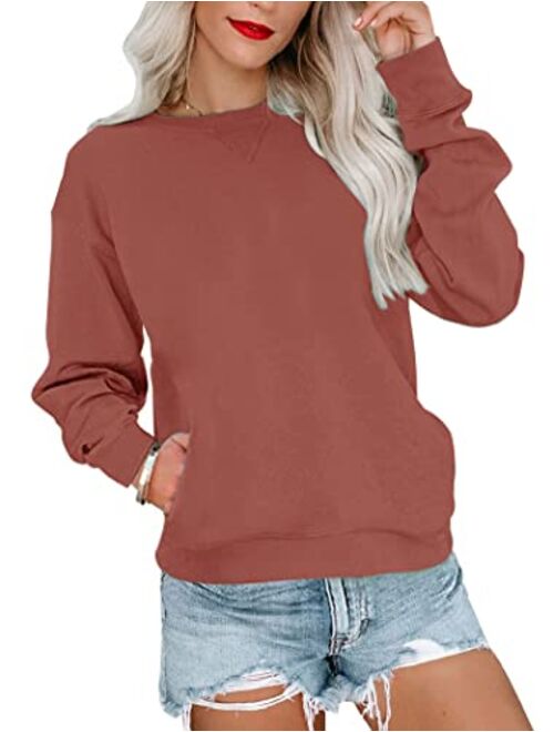 Orchidays Womens Casual Crewneck Sweatshirts Long Sleeve Cute Tunic Tops Loose Fitting Pullovers